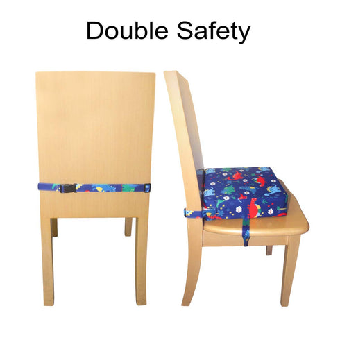 Dining Chair Heightening Cushion, Portable Adjustable Highchair Booster for Baby Toddler Kids, Dark Blue