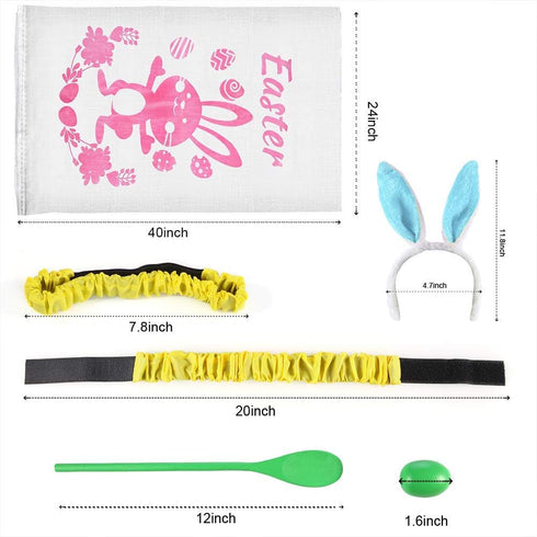 18PACK Easter Party Games for Kids, Potato Sack Race Bags, Bunny Ears, Egg and Spoon Race Games for Easter