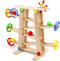 Qilay Wooden Race Track Toddler Toys - Wooden Car Ramp Racer Set with 4 Balls & 5 Race Tracks for Kids