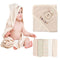6-Pack Organic Cotton Baby Bath Set - Embroidered Hooded Towel & 5