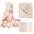 6-Pack Organic Cotton Baby Bath Set - Embroidered Hooded Towel & 5