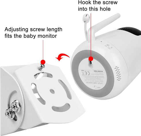 Uogw Baby Monitor Mount for VAVA Baby Monitor Camera, Adjustable Angle Wall Bracket, Aluminum Alloy (White)