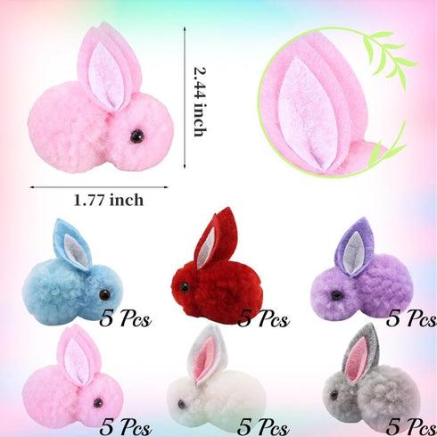YGbridge 30 (30) Pcs Mini Plush Easter Bunny Animals, Miniature Stuffed Rabbit, Soft Tiny Stuffed Animals Easter