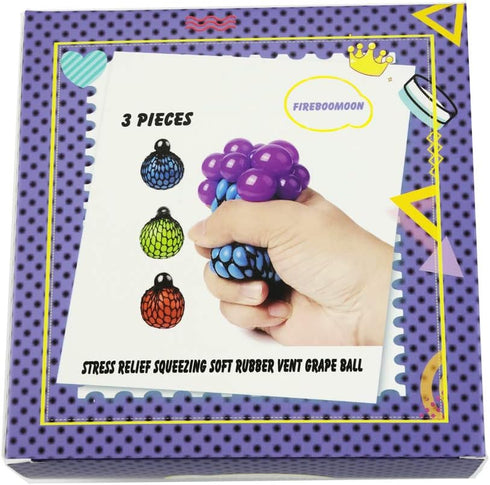 FIREBOOMOON 3 Stress Relief Squeezing Soft Rubber Vent Grape Ball Hand Wrist Toy Funny Geek Gadget Vent Toy