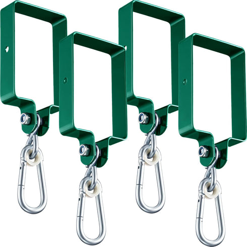 Dunzy 4 Pieces Metal Swing Set Accessories, Snap Hooks and Hangers for Connecting to Wooden Sets
