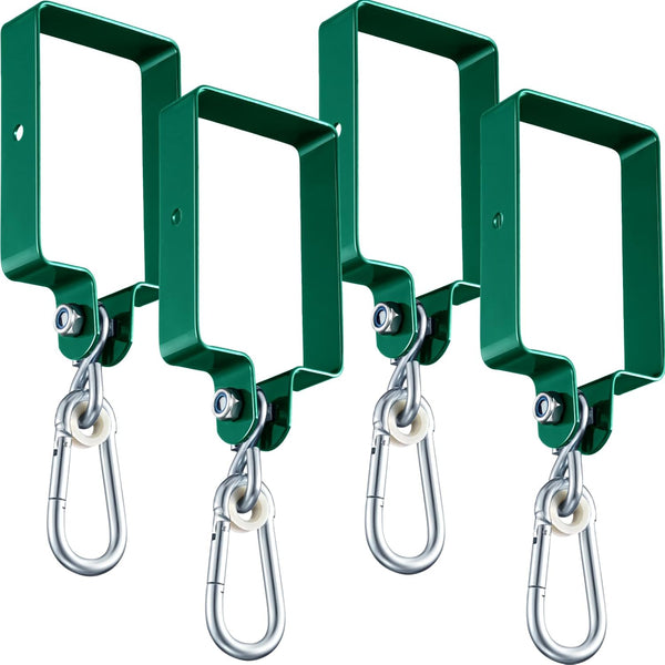 Dunzy 4 Pieces Metal Swing Set Accessories, Snap Hooks and Hangers for Connecting to Wooden Sets