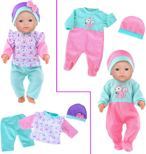 10 Sets 14-17 Inch iBayda Baby Doll Clothes and Accessories Include Rompers Outfits Hat Headbands for New Born Baby