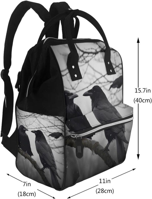 DWVTSLH Backpack Mummy Backpack Crow Birds Diaper Bag Multifunction Nappy Bags Waterproof Large Capacity Travel