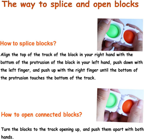 24 Pcs Fidget Blocks, Push Silicone Popper Sensory Toy, Infinity DIY Pop Building Blocks for Classroom Use