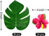 60Pcs Tropical Party Decorations, Artificial Palm Leaves & Hibiscus Flowers for Hawaiian Luau, Jungle Beach Theme