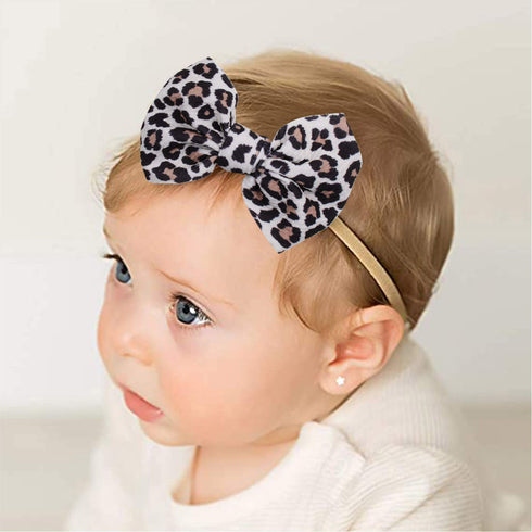 YanJie 3Pcs 4.5" Nylon Hairband for Baby Girls, Newborn Leopard Football Camo Printed Hair Accessories