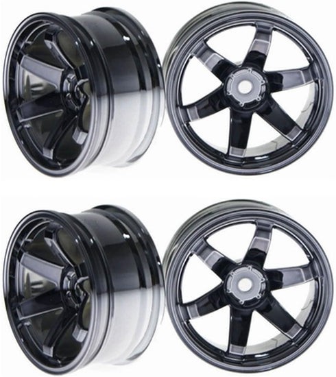 4PCS 1:10 RC Tires and Plastic Wheels Rims for 1/10 Scale On Road Touring Racing Drift Car, Traxxas HSP HPI Tamiya