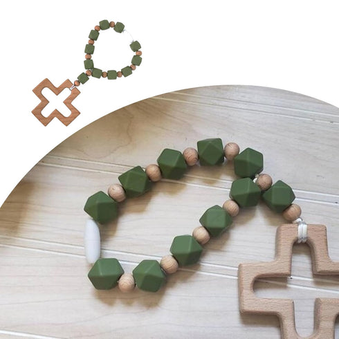 Silicone Ten-Year Rosary, Cross Baptism Silicone Rosary, Baby Rosary Teether, Baby Shower Baptism Party Supply, Kids
