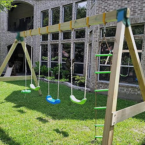 Heavy Duty Steel Swing Hangers for Wooden Sets, Includes Snap Hooks for 4"x6" Beam (Yellow, Set of 4)