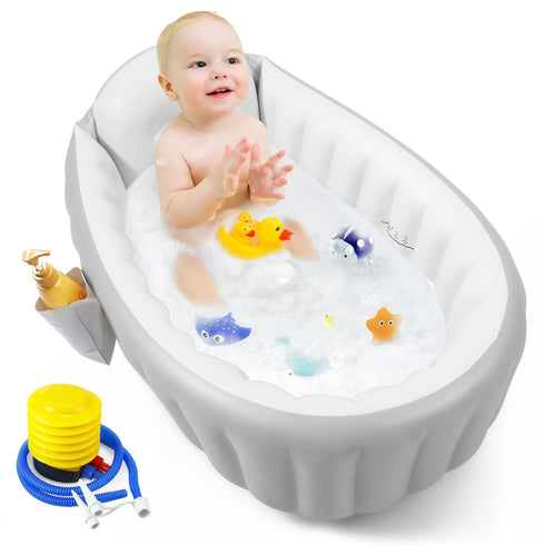 PandaEar Inflatable Baby Bathtub, Collapsible Portable Tub for Kids 6-12 Months, Travel Baby Bath Tub