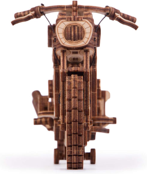 Wood Trick Motorcycle with Rubber Band Motor - Mechanical Model Kits for Adults and Kids, 10x4-3D Wooden Puzzles