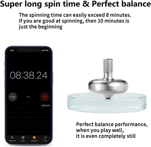 10 Premium Precious Titanium Spinning Top, Spin Long Time Exceed Minutes, Perfect Balance, Well Made Metal Kinetic Desk