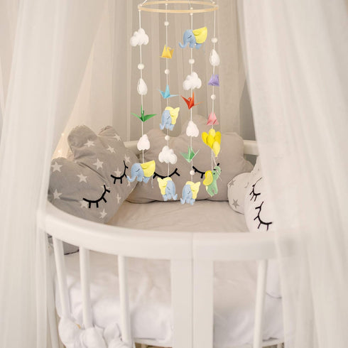Baby Mobile DIY Kit - Nursery Wooden Frame Mobile Crib Bed Bell Ceiling Wind Chime Hanging DIY Frame Ornaments Handmade