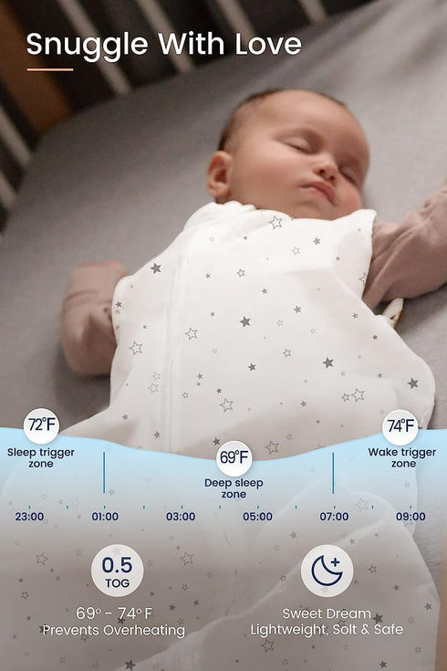 TotAha Giraffe Sleep Sack 0-6 Months - Light Baby Wearable Blanket, Silky Comfort, 2-Way Safe Zippers, 0.5 TOG