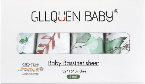 Gllquen Baby Bassinet Sheets 4 Pack, Breathable Fitted Mattress Sheet, Floral Pattern for Baby Boy Girls