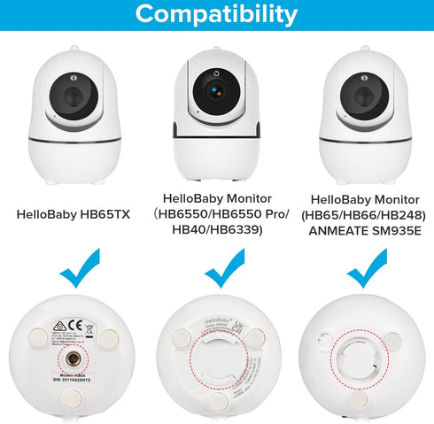 Flexible Baby Monitor Mount Compatible with HelloBaby HB65/HB40/HB6550/HB66/HB6339/HB6550 Pro, ANMEATE SM935E, Baby Camera Mount Without Tools or Wall Damage