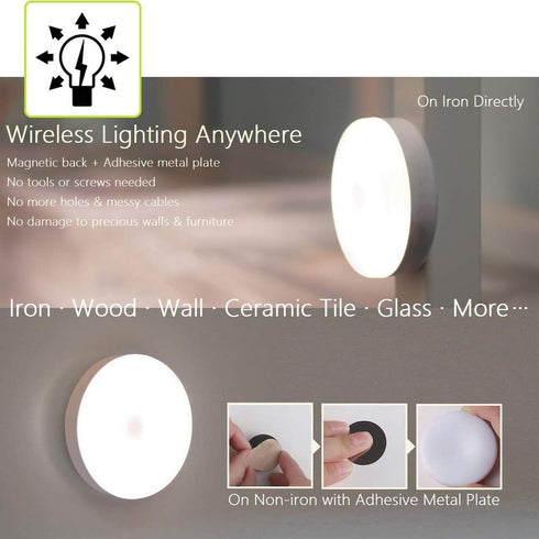 Mini Touch Light, Rechargeable Battery Operated Closet Lights, Magnetic Stick-on LED Night Light