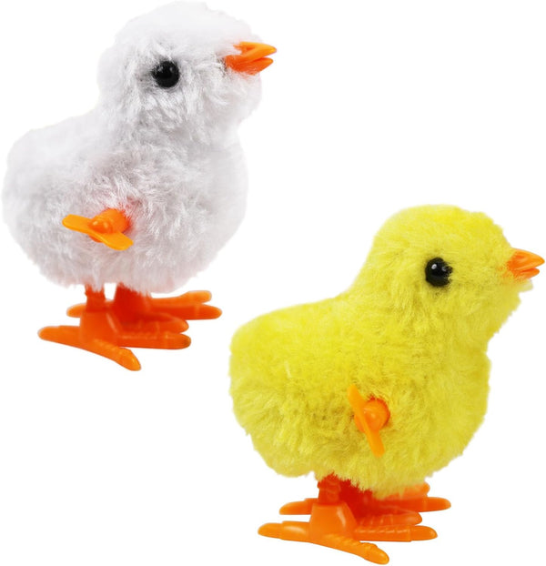 2-PCS Chicken Plush Wind Up Toys - Wind Up Easter Toys for Kids and Toddlers, Soft Kawaii Baby Chick Toys