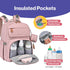 BabbleRoo Pink Diaper Bag Backpack, Travel Backpack with Changing Pad, Pacifier Case & Stroller Straps, Multifunction,