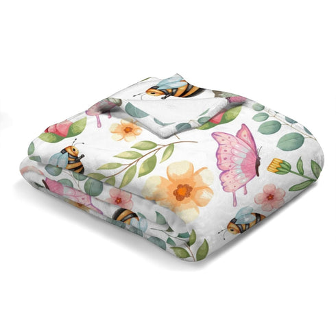 Spring Garden Floral Butterflies Bees Baby Blanket for Girls Colorful Flowers Eucalyptus Leaves Boho Receiving Blankets Swaddle Wraps Toddler Baby Newborn Nursery Bed Blanket Shower Gift 30x40 by KASTLEE