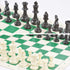 Plastic Chess Set with Green Roll-Up Vinyl Chess Board - Foldable Game with Extra Queen