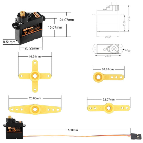 DSPOWER 2PCS 4.3G 1/24 1/28 SCX24 Mini Servo, RC Micro Digital Servo Motor Metal Gear Coreless Steering Servos