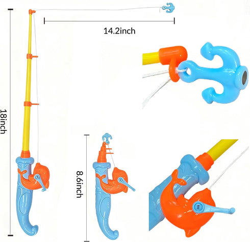 VANNYVANYA Magnetic Fishing Game Pool Toys for Kids, Water Table Bathtub Toy Fishing with Inflatable Pool, Water Bath