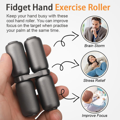Umnodobn Handheld Fidget Hand Roller Toy, Metal Hand Spinner for Kids Adults, Cool Gadget EDC Autism ADHD Anxiety Desk
