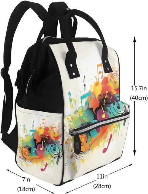 KHIRY Backpack Mummy Backpack Diaper Bag Nappy Baby Bag Abstract Music Themed Multifunction Changing Bags for Travel