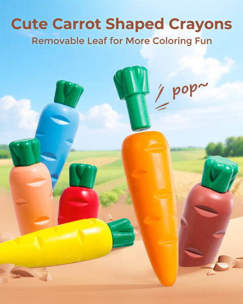 18 1-3 30-Page 120 JUPITEARTH Carrot Crayons for Kids Colors, Non Toxic Beeswax Crayons for Toddlers with Coloring Book