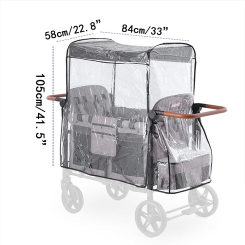 SeedFuture Stroller Wagon Raincover for W4 Original, Lightweight Transparent Waterproof Windproof Protection W4
