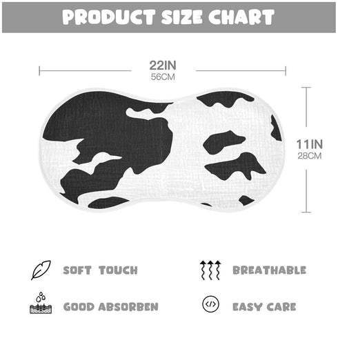 WELLDAY Set 1, 22 11 Inch Muslin Baby Burp Cloths of Soft Absorbent Animal Cow Print Muslin Washcloths, Bibs, Face
