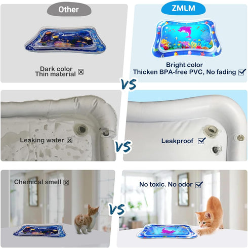 ZMLM Baby Tummy-Time Water Mat: Infant Baby Toy Gift Activity Play Mat Inflatable Sensory Playmat Babies Belly Time Pat Indoor Small Pad for 3 6 9 12 Month Newborn Boy Girl Toddler Fun Christmas Game