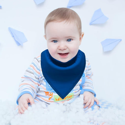 10 Pack Baby Bibs Bandana Drool Bibs - Soft Absorbent 100% Cotton for Infant Boys Girls (Blue and Brown)