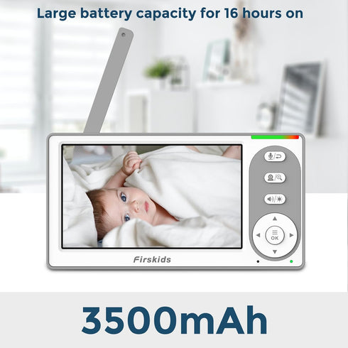 Baby Monitor with Camera and Audio, 4.3" IPS Split-Screen, 30-Hour Battery, Pan-Tilt-Zoom, No WiFi Required, Night