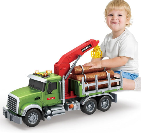 Wenbeier Farm Truck Toy for Kids 15" Large Timber Truck with Loading
