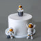 LUOZZY 3 Pcs Astronaut Figurines, Space Cake Toppers Decorations for Outer Space Cupcake (Golden)