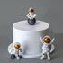 LUOZZY 3 Pcs Astronaut Figurines, Space Cake Toppers Decorations for Outer Space Cupcake (Golden)