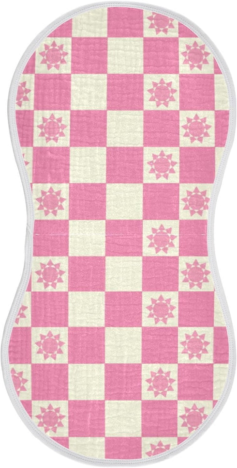tplaotee Peach Sun Checker Plaid Pattern Cotton burping Cloth Easy Care Baby wash