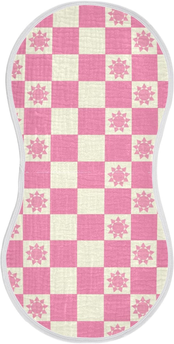 tplaotee Peach Sun Checker Plaid Pattern Cotton burping Cloth Easy Care Baby wash