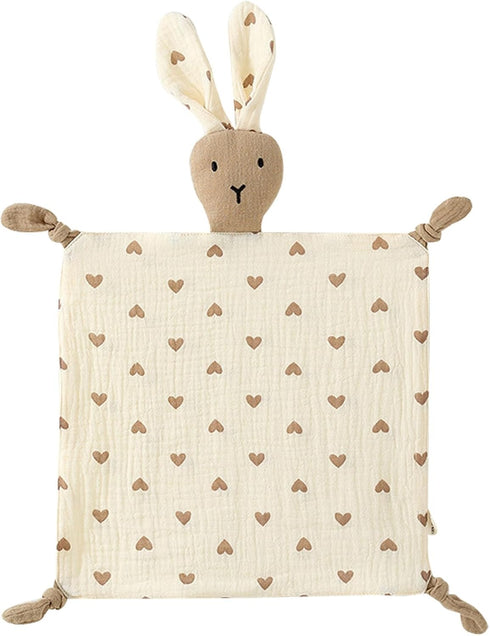 Lovey Blanket for Boys and Girls, Organic Cotton Muslin Security Blanket, Soft Soothing Towel for Newborns
