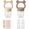 2 Pack Silicone Baby Fruit Feeder with Mini Freezer Tray, Breastmilk Popsicle