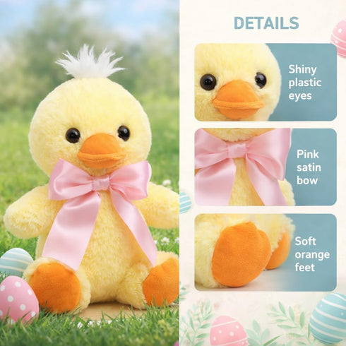 10 Duck Stuffed Animal Baby Duck Plush with Big Bow Tie Cute Stuffed Animal Birthday Easter Gift for Kids