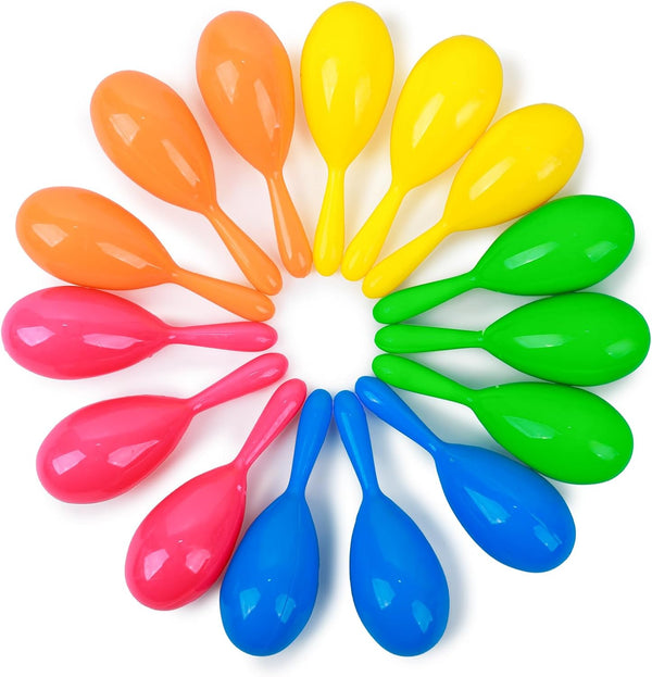 LovesTown 15PCS Mini Plastic Maracas, Colorful Musical Instruments Noisemaker for Kids Party Favors