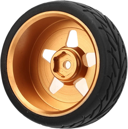 VBESTLIFE RC Car Tires, Aluminum Alloy Rubber Wheel Rims Replacement for ZD Racing 1/16 S16 EX16 (2Pcs)